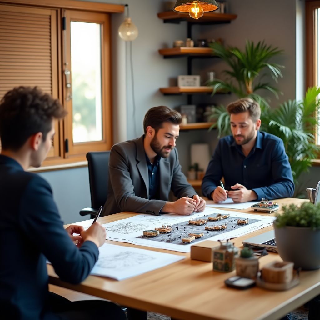 Fundadores de la empresa en primera oficina