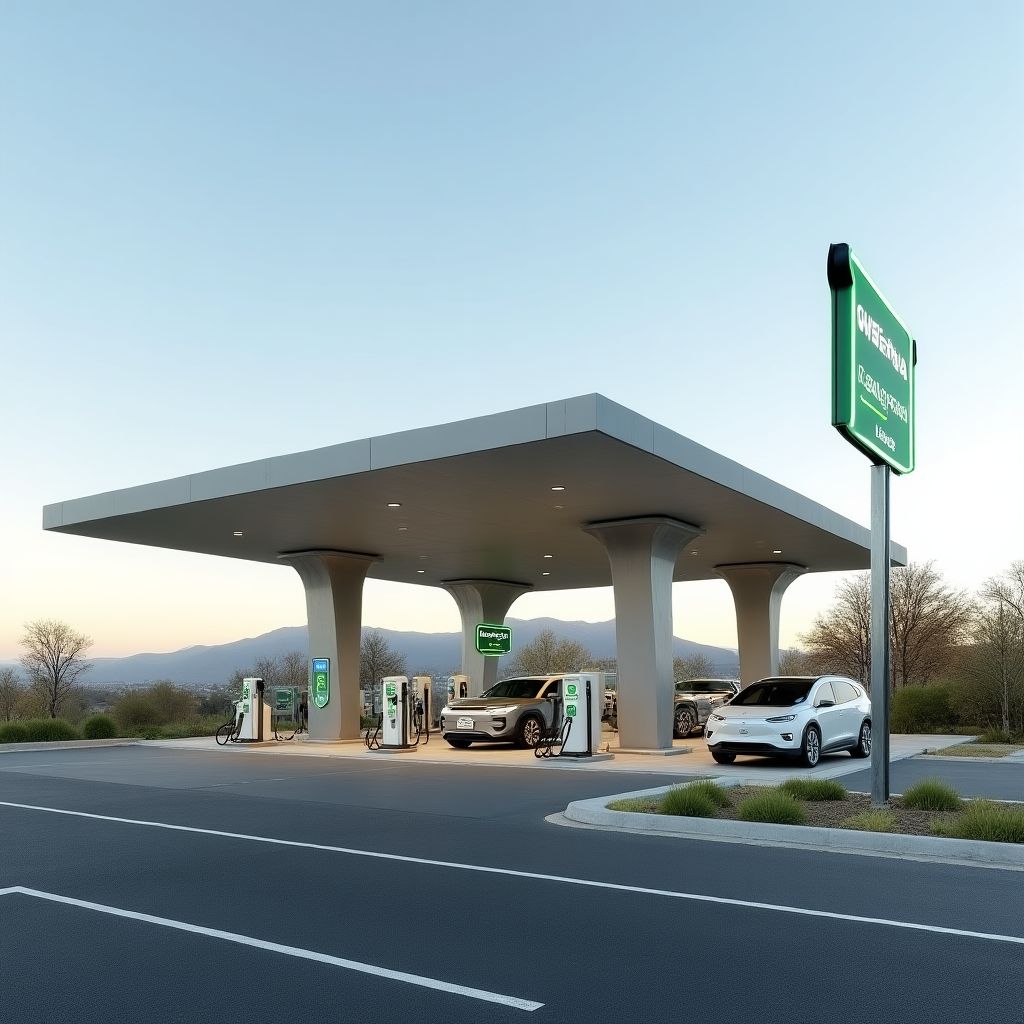 Estación de carga en autopista Buenos Aires-La Plata